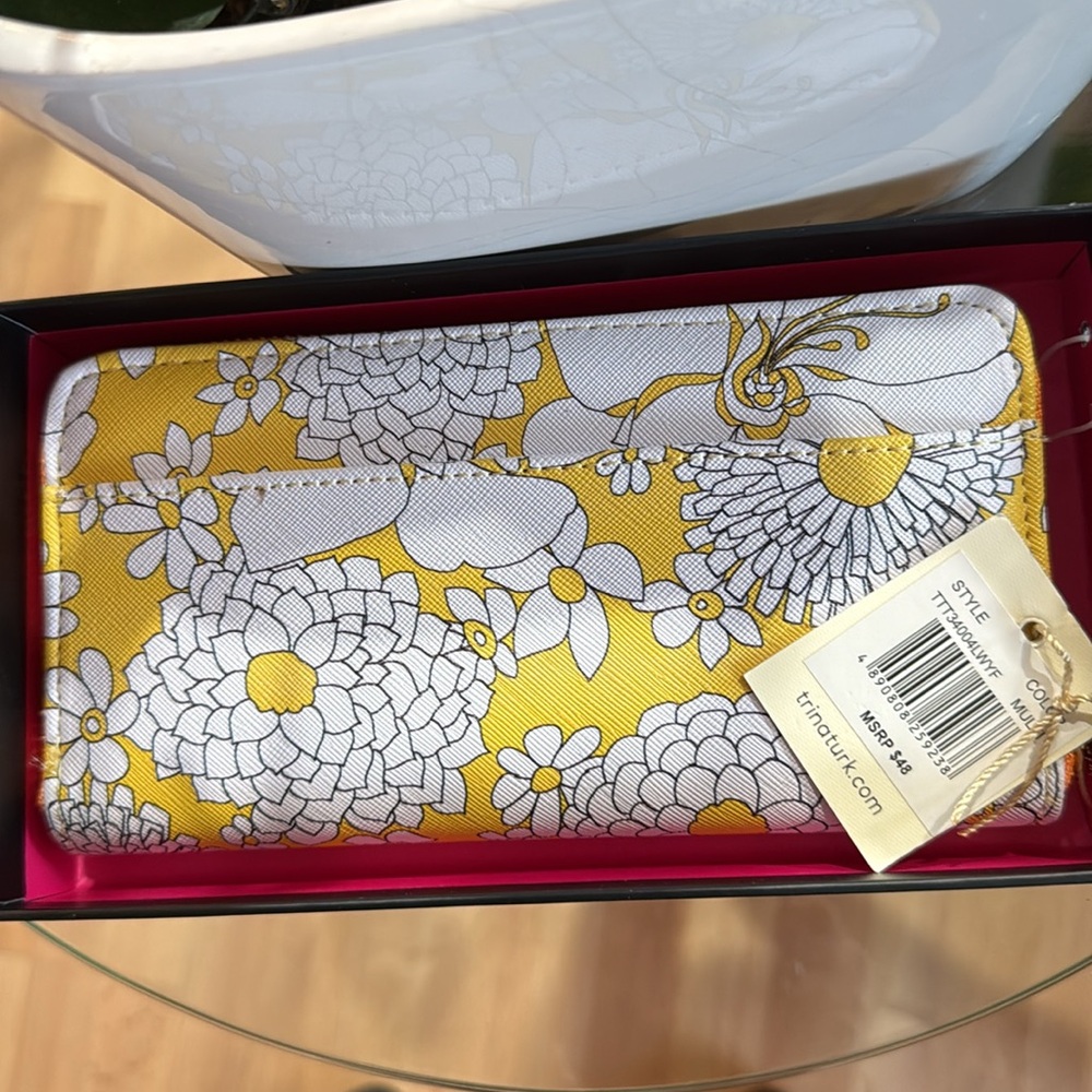 Trina Turk Yellow and White Floral Wallet